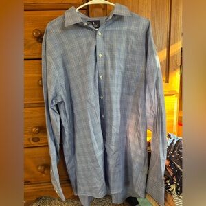 Stafford Men's Light Blue Plaid Button Down Shirt